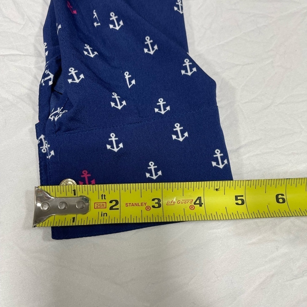 C. Wonder Anchor print navy button down blouse women’s 10 - Picture 11 of 15
